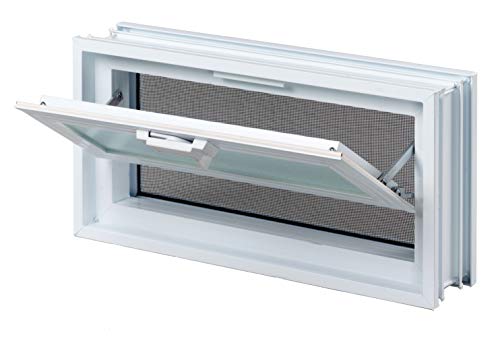 Ventana practicable: para el montaje en la pared de bloques de vidrio - 384x189mm, en lugar de 2 bloques de cristal 19x19x8 cm horizontal
