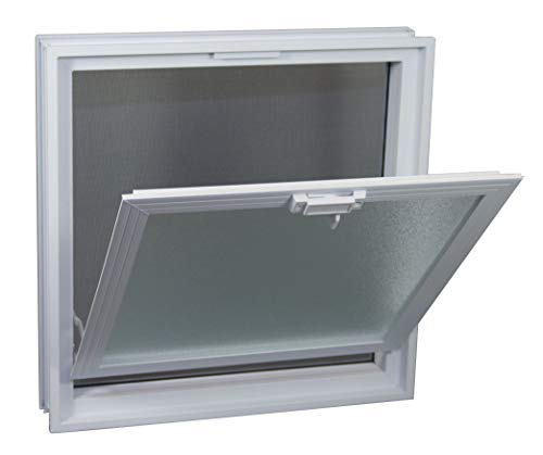 Ventana practicable: para el montaje en la pared de bloques de vidrio - 384x384mm, en lugar de 4 bloques de cristal 19x19x8 cm