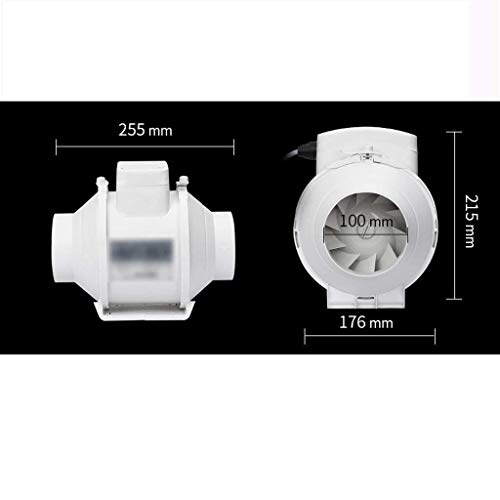 Ventilador de extracción Ventilador de conducto circular potente de 4 pulgadas Ventilador de extracción silencioso industrial Sistema de escape Tamaño del panel: 255 * 255 mm Altura: 215 mm Especifica