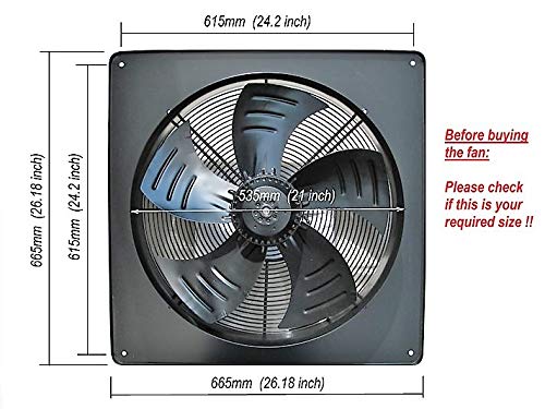 Ventilador extractor industrial comercial de 500 mm, resistente, 240 V para almacén, restaurante, garaje, cocina, etc.