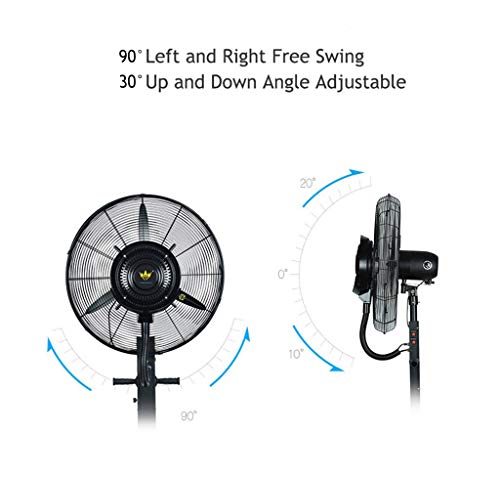 Ventilador Nebulizador Ventilador de Pedestal del Ventilador del nebulizador Enfriador de Aire por evaporación Oscilador/Rotativo o Estático con 3 configuraciones de Velocidad Ventilador de humidi