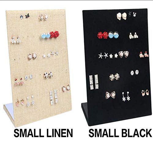 Venus valink 30/60 Pares Expositor Pendientes con Soporte, Forma de L Terciopelo a Presión Pin Oreja Anillo Joyería Almacenaje Soporte Estante, Organizador Placa Vitrina Bandeja - S-Negro