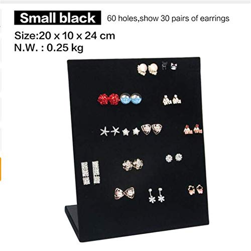 Venus valink 30/60 Pares Expositor Pendientes con Soporte, Forma de L Terciopelo a Presión Pin Oreja Anillo Joyería Almacenaje Soporte Estante, Organizador Placa Vitrina Bandeja - S-Negro