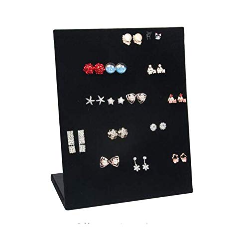 Venus valink 30/60 Pares Expositor Pendientes con Soporte, Forma de L Terciopelo a Presión Pin Oreja Anillo Joyería Almacenaje Soporte Estante, Organizador Placa Vitrina Bandeja - S-Negro