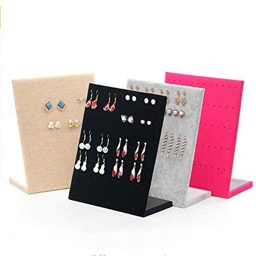 Venus valink 30/60 Pares Expositor Pendientes con Soporte, Forma de L Terciopelo a Presión Pin Oreja Anillo Joyería Almacenaje Soporte Estante, Organizador Placa Vitrina Bandeja - S-Negro