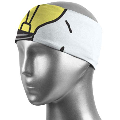 Verctor Cintas para el Pelo Hombres Divertido Amarillo Nueva Idea Bombilla Deportes Diadema Unisex Absorción de Humedad