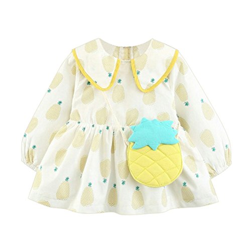 Vestido de algodón de manga larga con diseño de frutas, estilo casual, de la princesa de Doubleer amarillo amarillo Talla:M/12-18M