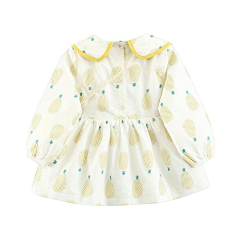 Vestido de algodón de manga larga con diseño de frutas, estilo casual, de la princesa de Doubleer amarillo amarillo Talla:M/12-18M