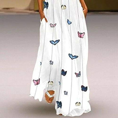 Vestido Estampado de Verano con Estampado de Mariposa a Rayas, sin Mangas, Diario Vintage de Mujer Vestido Casual Slim Vestido de Citas Fiesta para Noche Vestido de Novia Fiesta o cóctel Boda