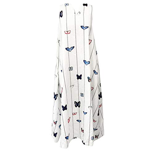 Vestido Estampado de Verano con Estampado de Mariposa a Rayas, sin Mangas, Diario Vintage de Mujer Vestido Casual Slim Vestido de Citas Fiesta para Noche Vestido de Novia Fiesta o cóctel Boda