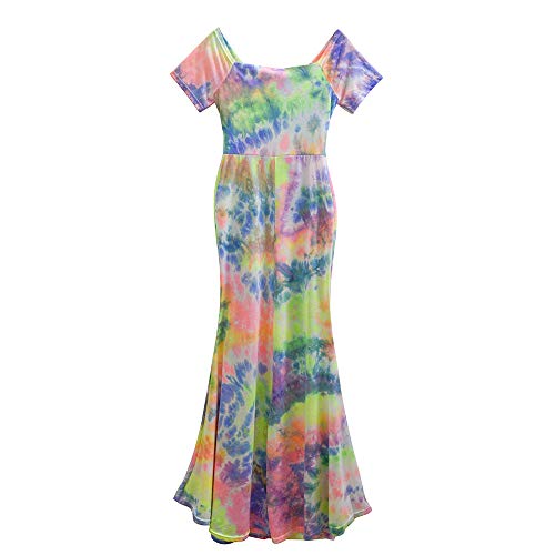 Vestido largo de trineo para mujer, tulipan, de tinte, cuello abierto, para fiesta, cóctel, bar, baile multicolor 32