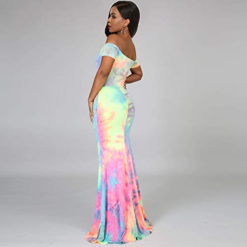 Vestido largo de trineo para mujer, tulipan, de tinte, cuello abierto, para fiesta, cóctel, bar, baile multicolor 32