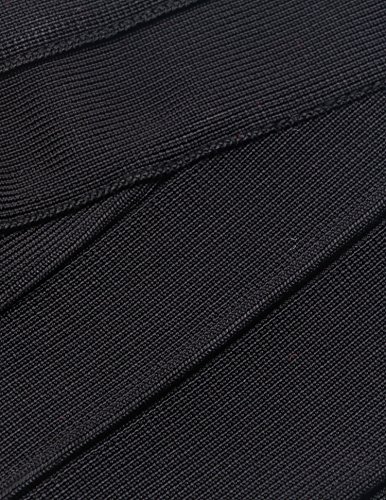 Vestido Shownice, para mujer, de manga corta, cuello cuadrado, tipo bandage Negro negro Large
