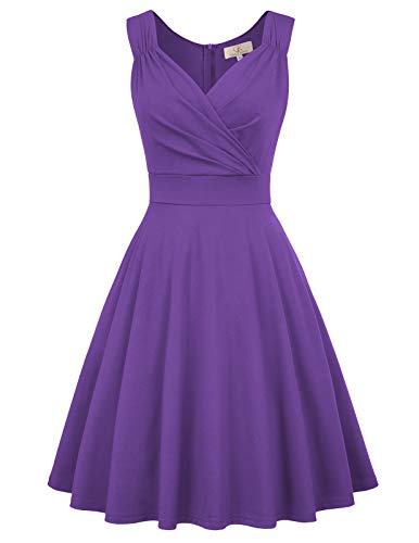 Vestido Vintage para Mujeres sin Mangas Cuello V de Fiesta Cóctel Rockabilly Clásico 3XL CL010698-6