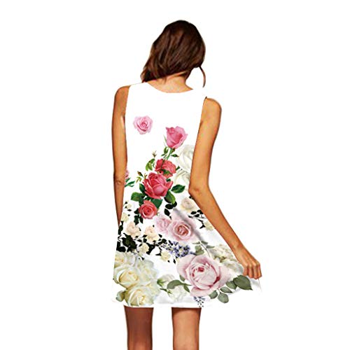 Vestidos Verano Mujer Tallas Grandes Vestido Corto de Moda de la Vendimia de la impresión de la Playa del Verano de Las Mujeres sin Mangas de Boho Vestido De Encaje De Gran Tamaño Falda Mujers