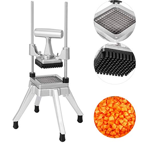 VEVOR Cortadora Comercial de Verduras 1/4" Cortadora de Verduras Industrial de Color Plata Cortadora Vegetal Comercial Cortador Manual de Frutas y Verduras Cortador de Verdura Corta Patatas