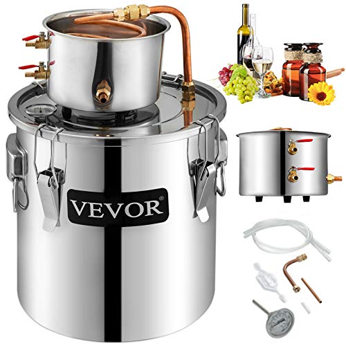 VEVOR Destilador de Agua de Calentamiento Automático12.3L 3.3 GAL Destilador de Agua Elaboración de Agua de Acero Inoxidable 304