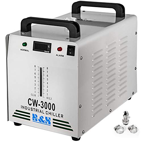 VEVOR Enfriador de Agua Industrial de Termólisis para Máquinas de Grabado CNC/Láser 60 W / 80 W 220 V 60 Hz CW-3000, Tanque Enfriador de Agua Termólisis 9 L, Enfriador de Agua Industrial 10 m