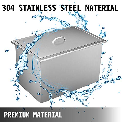 VEVOR Hielera de Acero Inoxidable, 50 QT, Cubitera para Hielo de Acero Inoxidable con Doble Pared, 20,6"x13,6"x12,6", Cubo de Hielo Aislado con Tapa, para Bar en el Hogar, Cerveza Fría, Champán y Vino