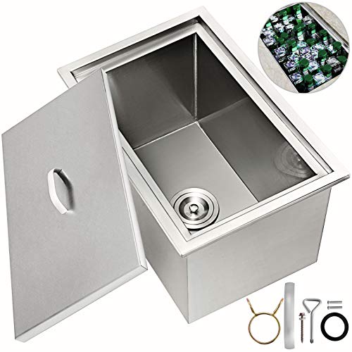 VEVOR Hielera de Acero Inoxidable, 50 QT, Cubitera para Hielo de Acero Inoxidable con Doble Pared, 20,6"x13,6"x12,6", Cubo de Hielo Aislado con Tapa, para Bar en el Hogar, Cerveza Fría, Champán y Vino