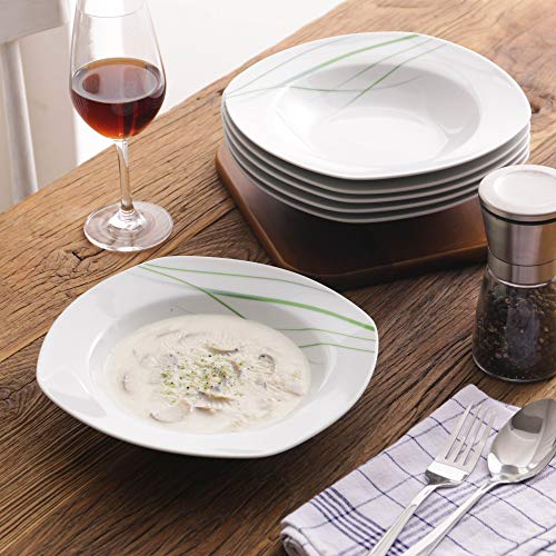 VEWEET AVIVA Vajilla de Porcelana 6 Piezas con 6 Platos de Sopa 21,5 cm Capacidad 180 ml para 6 Personas