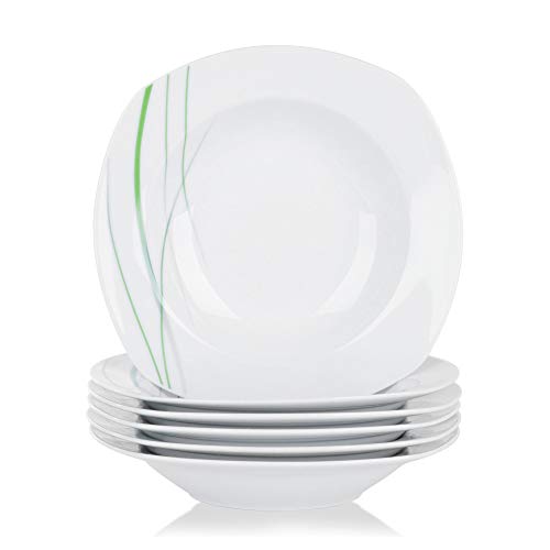 VEWEET AVIVA Vajilla de Porcelana 6 Piezas con 6 Platos de Sopa 21,5 cm Capacidad 180 ml para 6 Personas
