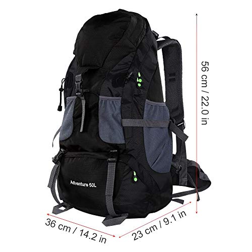 VGEBY1 Bolsa de Trekking de 50L, Mochila Deportiva a Prueba de Agua Senderismo Mountaintop Moto MTB Ski Unisex Mochila(Negro)