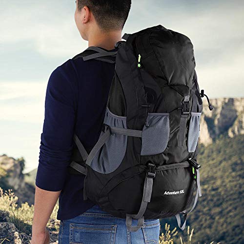 VGEBY1 Bolsa de Trekking de 50L, Mochila Deportiva a Prueba de Agua Senderismo Mountaintop Moto MTB Ski Unisex Mochila(Negro)