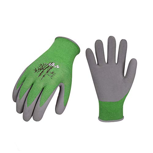 Vgo 5-Pares Guantes de Trabajo de Bambú para Jardineria, Pesca, Almejas, Trabajos de Restauración (Talla M, Verde, RB6026)