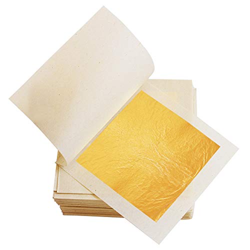 VGSEBA Pan de Oro Comestible Auténtico 10 hojas 5.5cm para Decoración de Pasteles, Chocolate, Salud y SPA