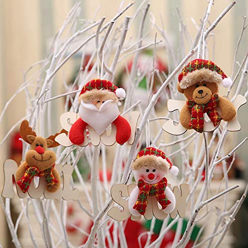 VHJ Decoraciones navideñas Papá Noel Muñeco de Nieve Ciervo Oso Tarjeta de Carta Árbol de Navidad Colgante de Navidad, Lao REN
