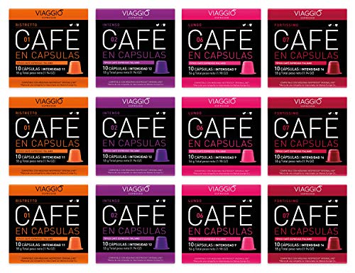 Viaggio Espresso Cápsulas de café compatibles con máquinas Nespresso Mix intensos (120 Cápsulas)