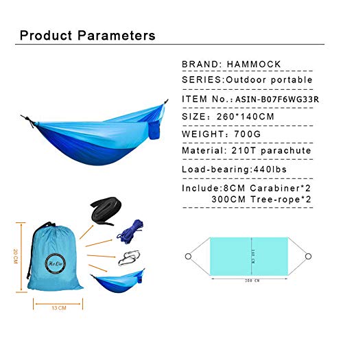 Viaje y Camping Hamaca, Mosquitero Hamaca Ultra Ligera para Viaje y Camping Nylon Portátil Paracaídas Secado Rápido para Excursión Jardín 110"(L) x 59"(W)