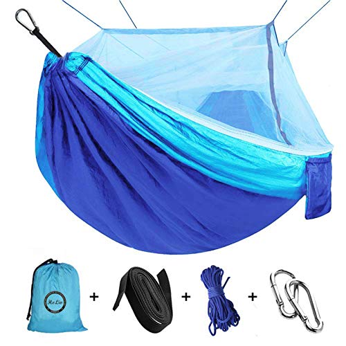 Viaje y Camping Hamaca, Mosquitero Hamaca Ultra Ligera para Viaje y Camping Nylon Portátil Paracaídas Secado Rápido para Excursión Jardín 110"(L) x 59"(W)