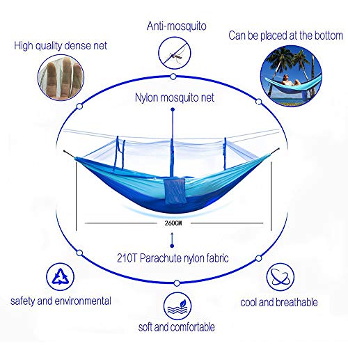 Viaje y Camping Hamaca, Mosquitero Hamaca Ultra Ligera para Viaje y Camping Nylon Portátil Paracaídas Secado Rápido para Excursión Jardín 110"(L) x 59"(W)