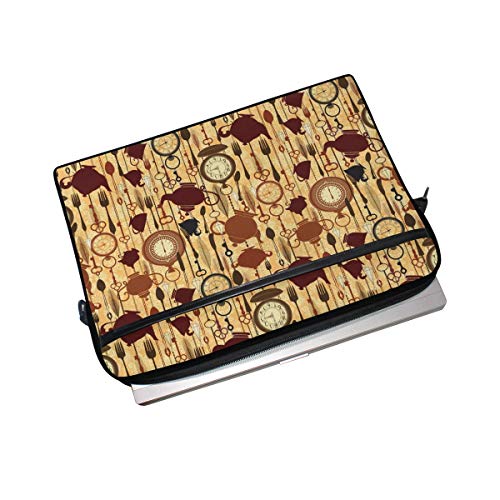 VICAFUCI Nuevo Bolso para portátil de 15-15.4 Pulgadas,Artículos para la Hora del Desayuno Taza de té Tenedores Cucharas Cadena Juntos Estilo Victoriano Imprimir