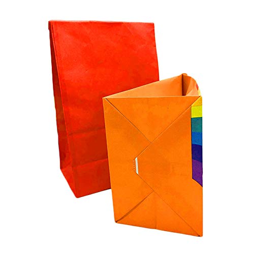 Viccess 48 pcs Bolsas Papel Regalo Arco Iris Bolsas Kraft Colores con 100pcs Pegatina de Forma de Corazon,Fiesta de Cumpleaños Favores Bolsas Utilizar para Recuerdo,Golosinas, Galletas