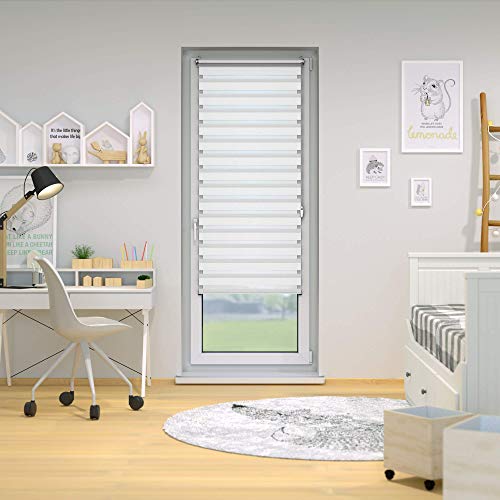 Victoria M. Duo Klemmfix - Estor Doble (fijación sin perforar), Color Blanco, tamaño 70 x 230 cm