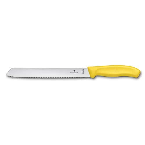 Victorinox Küchenmesser Swissclassic Brotmesser Wellenschliff Cuchillo Pan C/Sierra, 21 CM BLIST 6.8636.21L8B, Acero Inoxidable, Amarillo-Amarillo