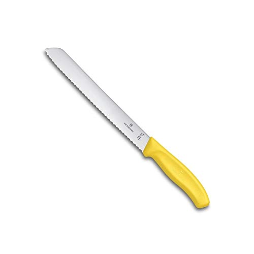Victorinox Küchenmesser Swissclassic Brotmesser Wellenschliff Cuchillo Pan C/Sierra, 21 CM BLIST 6.8636.21L8B, Acero Inoxidable, Amarillo-Amarillo