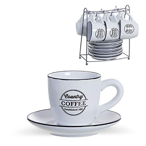 VidalRegalos Juego Café 6 Tazas con Platos 200 ml
