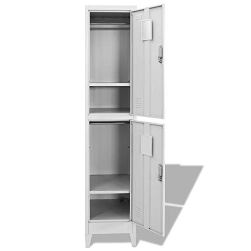 vidaXL 244473 Spind-Armario con 2 Compartimentos, Acero, Gris, Talla única