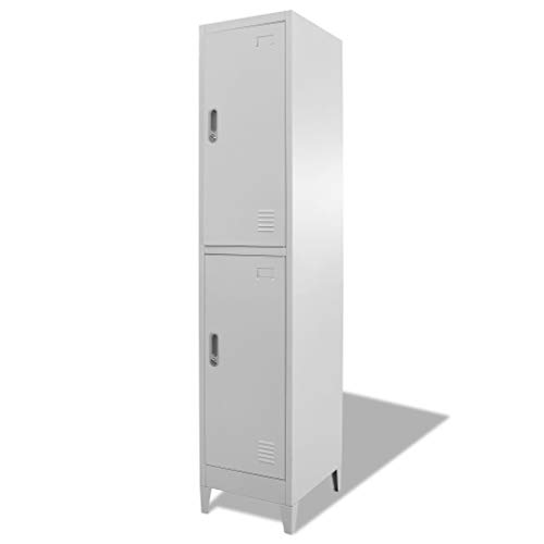vidaXL 244473 Spind-Armario con 2 Compartimentos, Acero, Gris, Talla única
