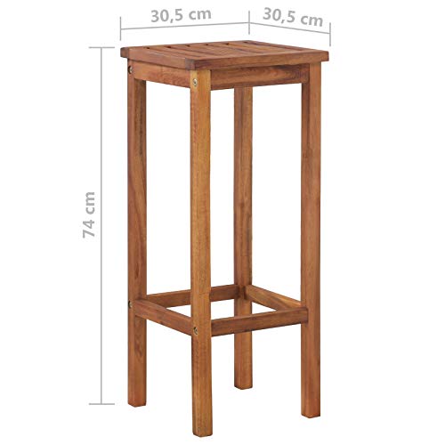 vidaXL 2X Acacia Taburete Alto Bar Cuadrado Madera Sillas Barra Altas Cocina