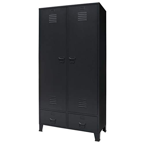 vidaXL Armario 90x40x180 cm Negro Metálico Estilo Industrial Almacenaje Orden
