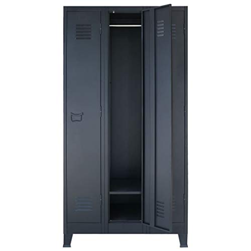 vidaXL Armario 90x45x180 cm Negro Metálico Estilo Industrial Almacenaje Orden