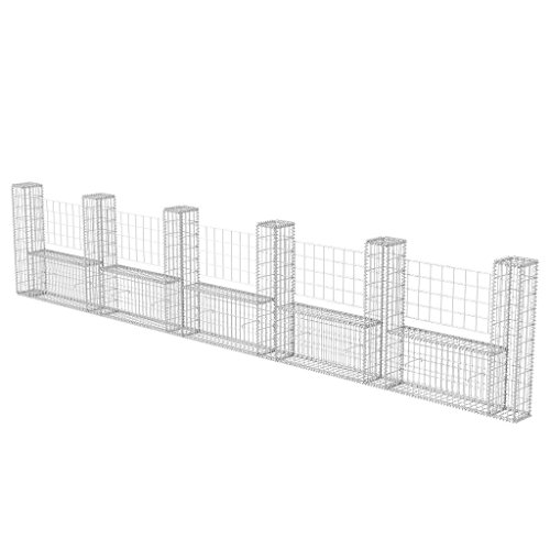 vidaXL Cesta U Muro Gaviones 570x20x100 cm Jardinera Contenedor Malla Metálica