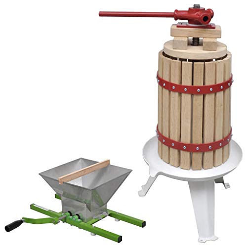 vidaXL Conjunto de Prensa y Trituradora de Frutas y Vinos 2 Piezas Tradicional Hobbies Artes Creativas Ocio Producción de Vino o Sidra Fácil Manejo