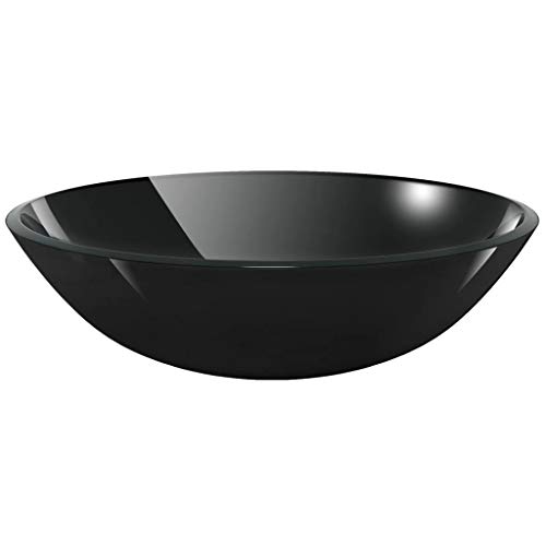 vidaXL Lavabo 42 cm Negro Lavatorio Lavamanos Lavadero Grifo Fregadero Baño