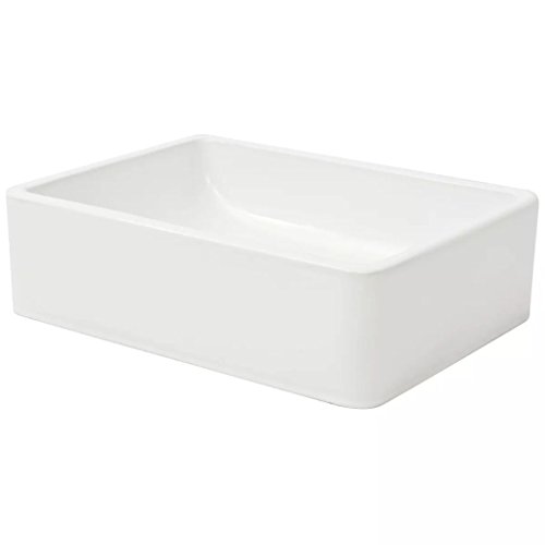 vidaXL Lavabo Cuadrado Moderno Cerámica Blanco Lavamanos Aseo Cuarto de Baño